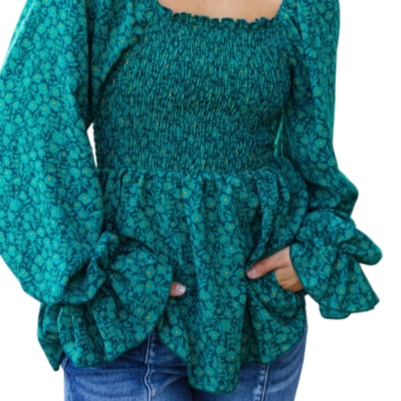 Always with You Ruffle Teal Top - Picture 2 of 3
